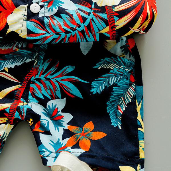 Floral Print 2023 New Beach Style Wholesale Summer baby clothes boy Formal Fashion short sleeve Shirt kids boy summer cl