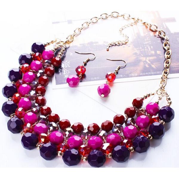 Bohemian wild color bead earrings Necklace Set