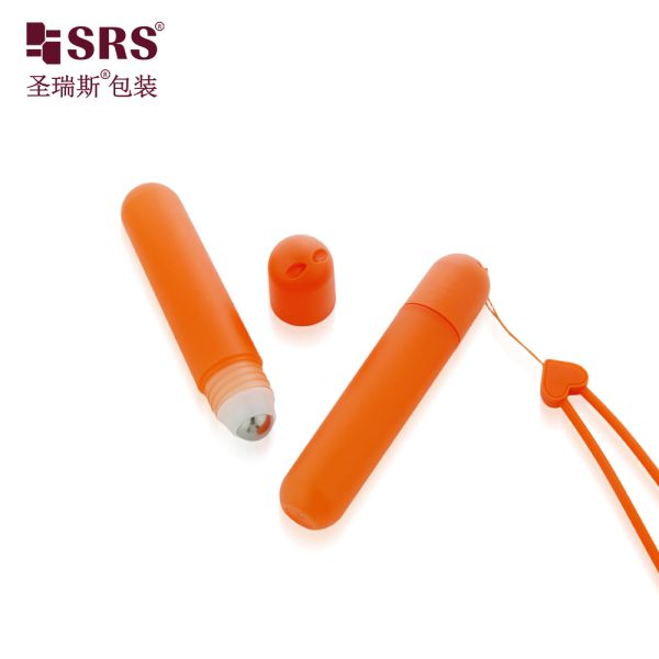 18ML 20ML 25ML Empty Plastic Roll On Bottle Custom Color Options With Lanyard Design Keychain Cap