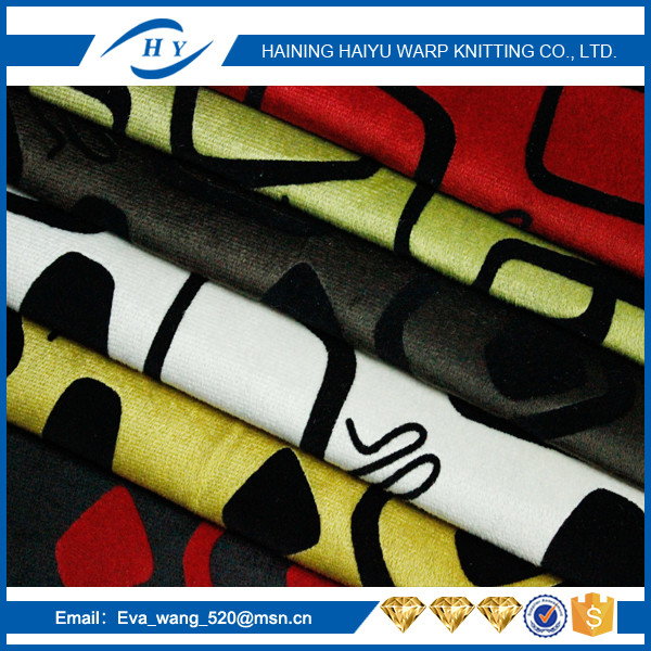 100% Polyester printed flocked sofa fabric
