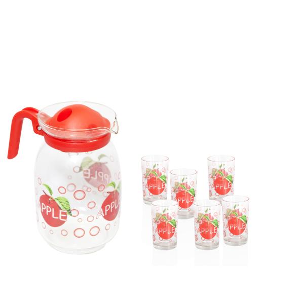 Transparent Tea Drinking Glasses / Glass Cup Sets with Apple Printed