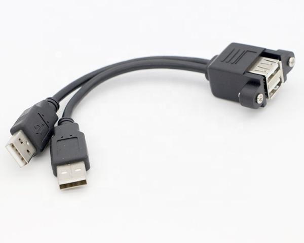 Fermeture à vis 0.5m 1m mâle à femelle double câble d'extension USB 2.0 monté sur panneau