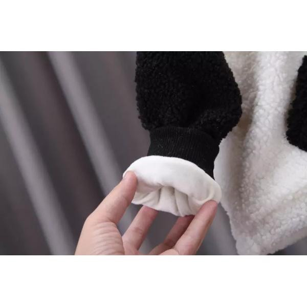 Обмундирование детей зимы осени устанавливает Pantsuit 2 частей панды кашемира овечки с капюшоном белый