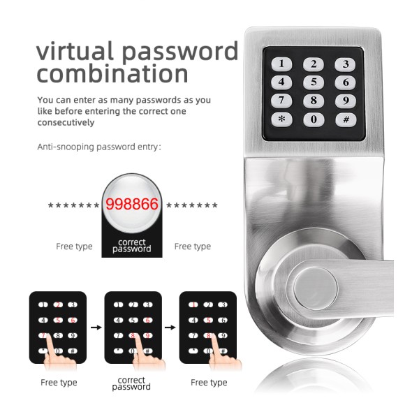 YAGU Wholesale Price High Quality Mobile Application Durable Granular Digital Button Swipe Card Password Door Lock