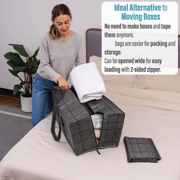 Heavy Duty Extra Large Clear Moving Bags W/Backpack Straps Strong Handles & Zippers, Storage Totes For Space Saving