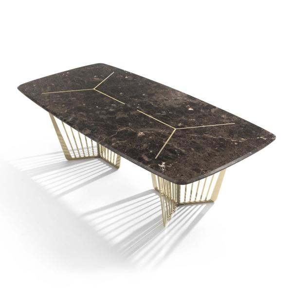 Quadro de aço inoxidável da mesa de jantar retangular superior italiana luxuosa do mármore do agregado familiar