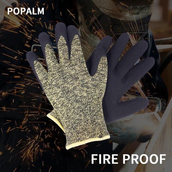 Fireproof A4 Anti Cut Industrial Work Gloves Heat Resistant Aramid Neoprene Work Gloves