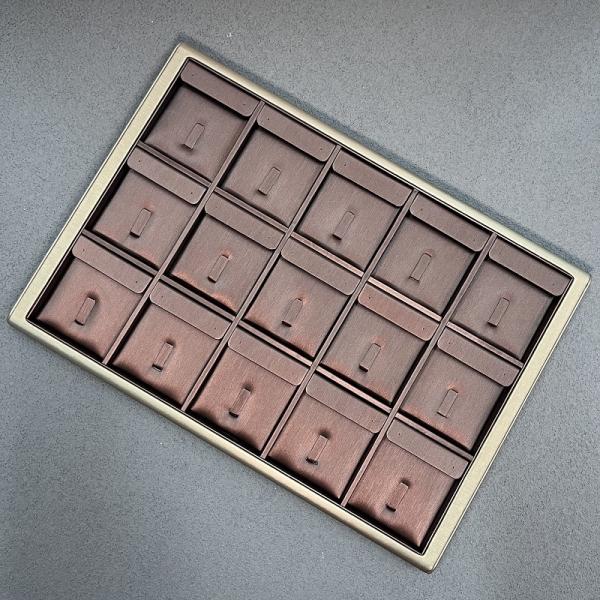 Ring Earring Pendant Necklace Jewelry Trays Displays PU Wooden Jewelry Exhibition Display