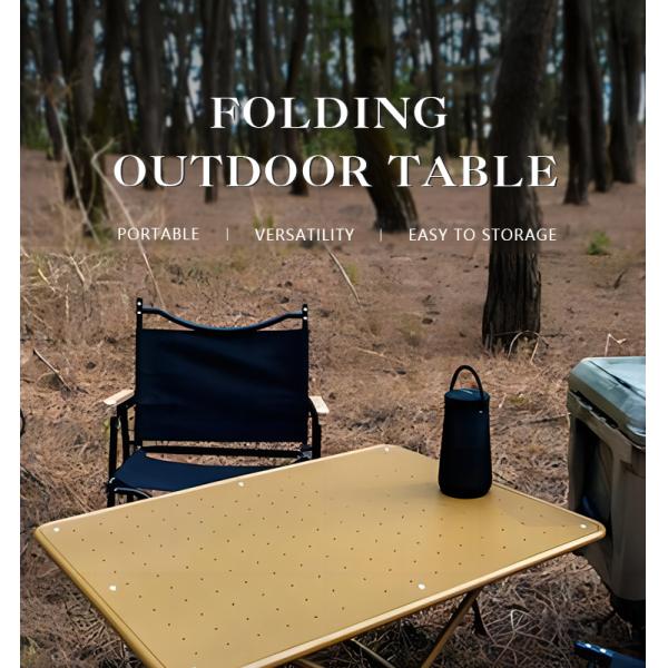 Mesa de camping portátil de aluminio 82x62cm plegable, carga 30kg