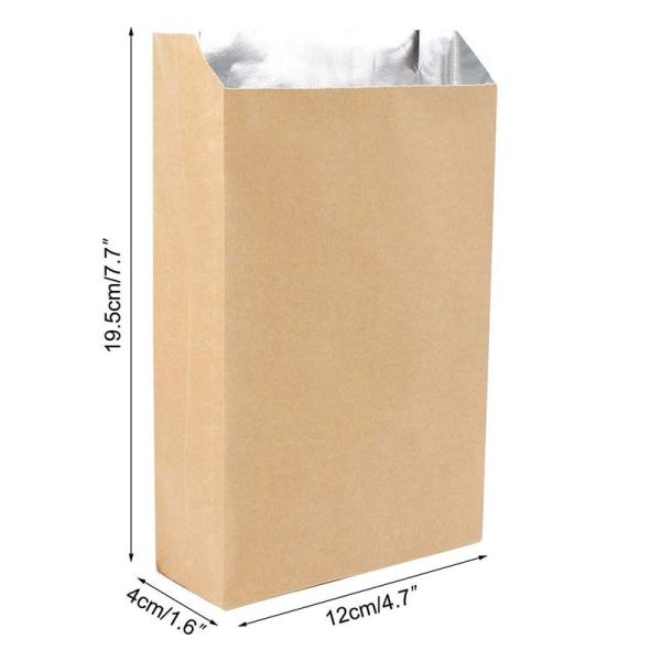 Recyclable Aluminum Foil Lined Bags Brown Custom Gusset Bags For Fast Food Takeaway