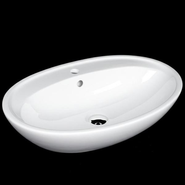 Bassin de lavage à main en céramique grande taille large long ovale rectangulaire bassin de lavage à main blanc brillant éviers