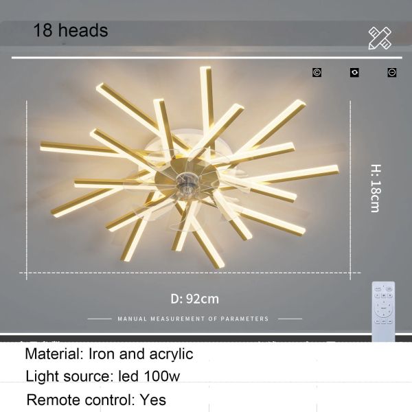 Bedroom Remote Control Reversible Blades Fans Led Invisible branch Ceiling Fan Lamp (WH-CLL-79)