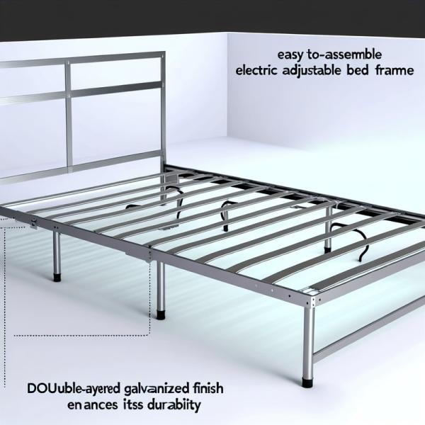 Facile d'assemblage cadre de lit réglable électrique avec finition galvanisée à double couche