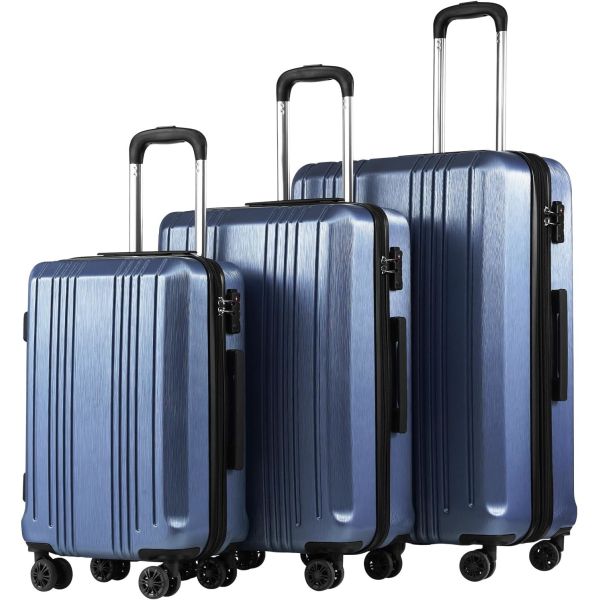 3pcs High Quality Travel Trolley 4 Wheels PC Luggage Trolley Suitcases  Sets for Long-distance Travel