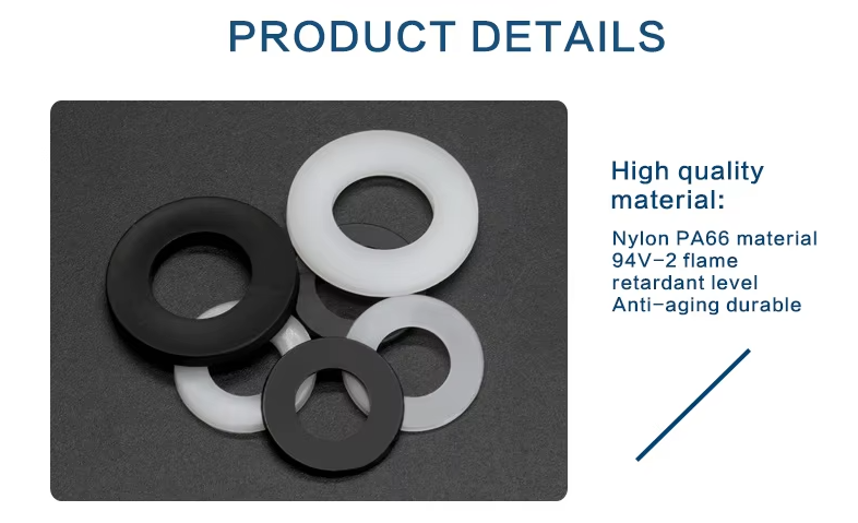 Black Oxide Finish Glass Filled PA66 Nylon Washer Plastic Gasket DIN125 Standard