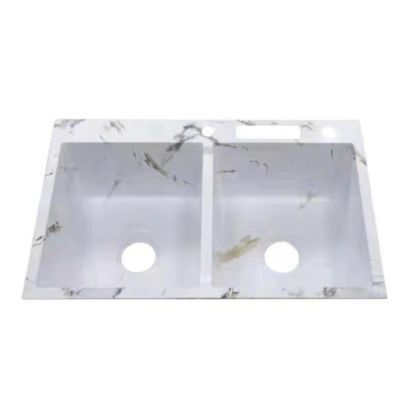 Мрамор ручной работы 30 дюймов подмост нержавеющей стали двойной миски раковины