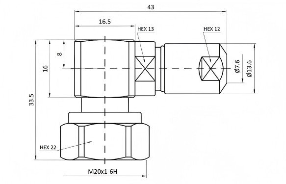 RF Connector 4.3-10 Male Right Angel Minidin Connector For 1/4 Super-flexible Cables