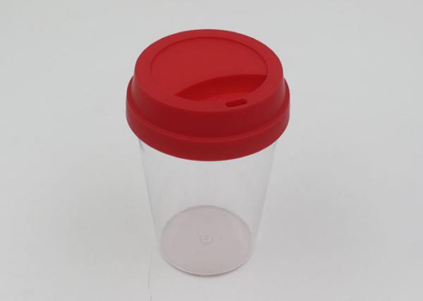 Reusable Single Wall Clear Plastic Coffee Cups With Lids / Plastic Travel Coffee Mugs