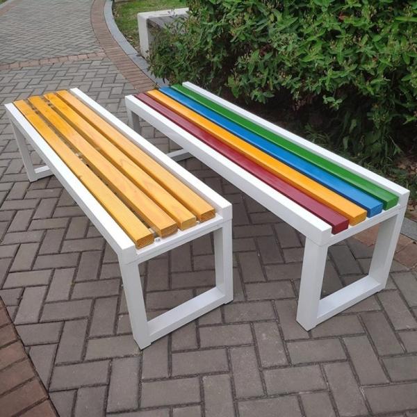 General Outdoor Furniture Steel Wood Garden Patio Porch Chair with Backrest and Slatted Seat Modern Design
