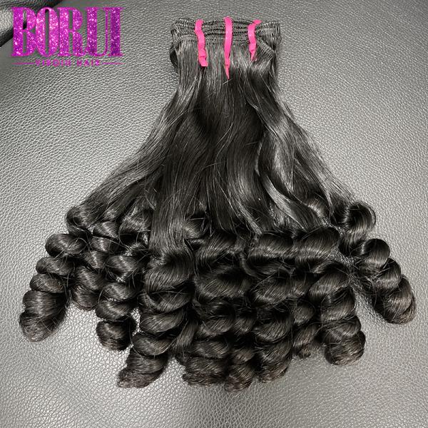Brazilian Virgin Human Hair , Weft Super Double Drawn Hair Extensions Funmi Rose Curl Bundle