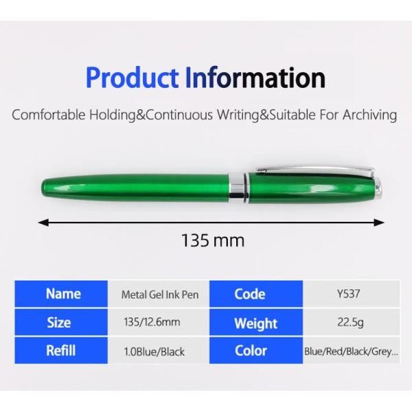 Metal Roller Ball Pen 1.0mm Bullet Tip Classic Ballpoint Pens Gel Ink Signature Pen