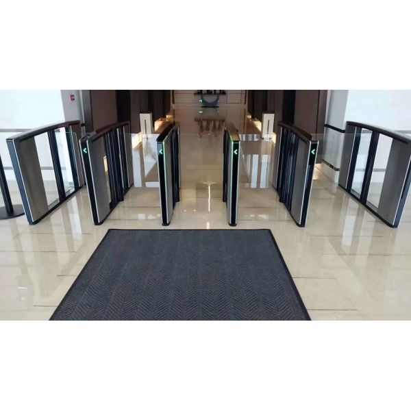 Swing Barrier Turnstile featuring automatic arm open on power off and delayed close for emergency and operational safety