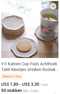 Y-Z Design Custom Wholesale Hand Knit Cotton coaster Set square Drink Barware Coffee Cup Tea Mats