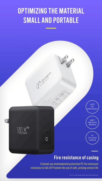 デュアルUSB-Cポート付きUS 2ピン壁掛け充電器、120W高速出力、ラップトップ/タブレット用急速充電アダプター
