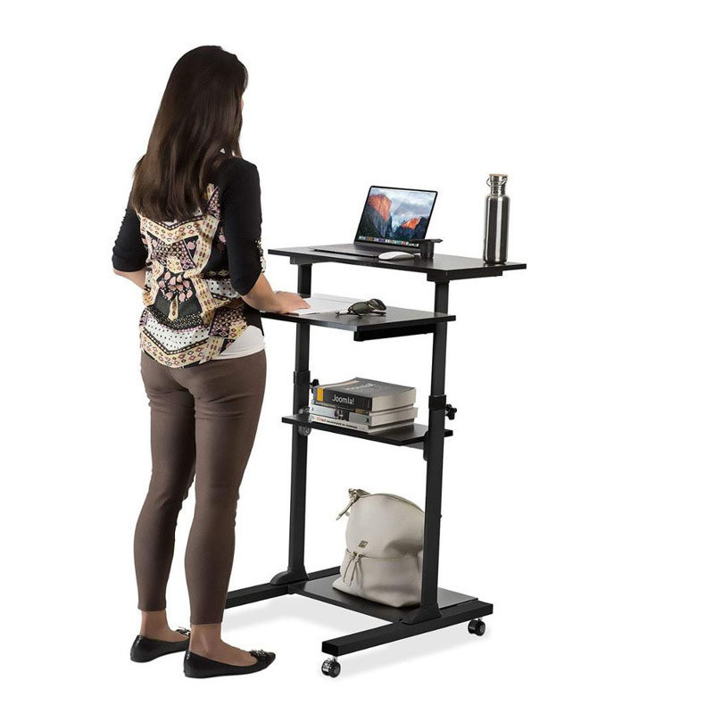 Single Movable Office Workstation Foldable Desk with Wheels and Adjustable Height