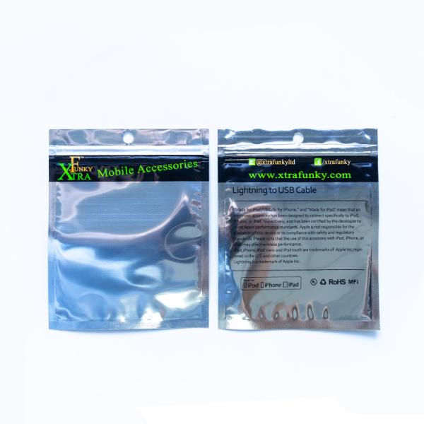 Lightweight Custom Printed Aluminum Foil Bags For Electronics Products Packaging With Resealable Zipper.