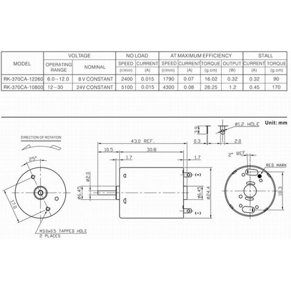 Carbon Brushed DC Electric Motor 5V / 8V / 12V Round Micro Brushed Motor 24.4mm