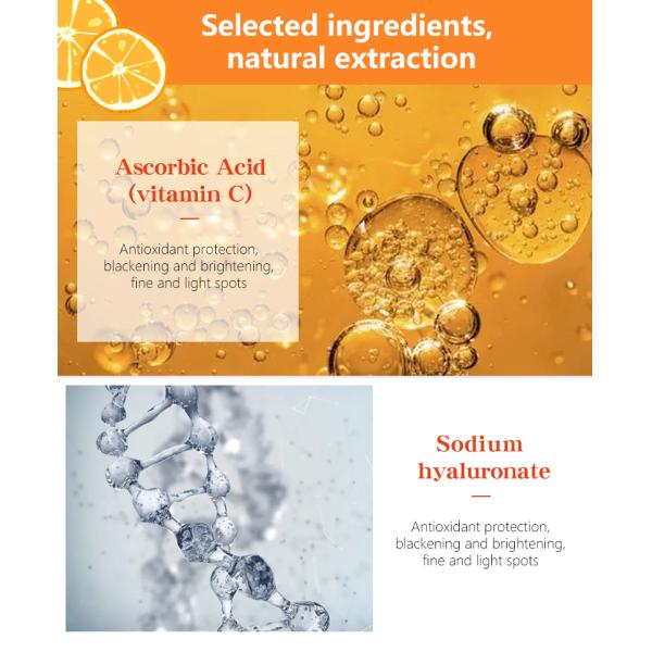 Popular máscara de vitamina C Cosméticos fábrica fabricante blanqueamiento de la máscara facial hidratante natural orgánico Vc cara de la hoja facial máscara