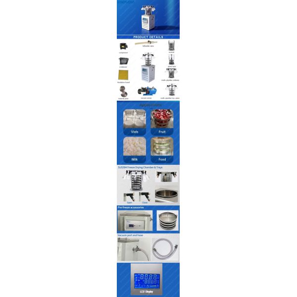CE ISO Vertical Freeze Dryer Lyophilization Laboratory Freeze Dry Machine Small
