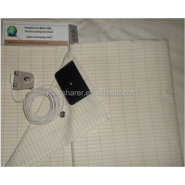 China Factory Size Customized Silver Fiber Cotton Organic Grounded Earth White Bed Sheet Bedding Flat Fitted Sheet