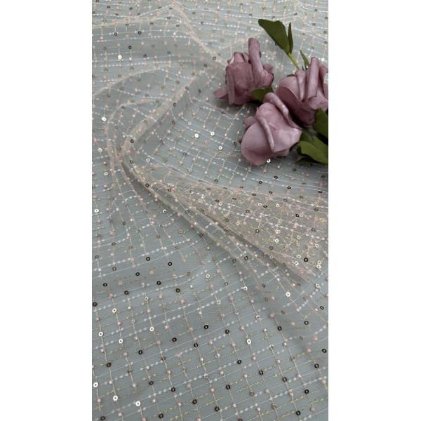 Seuqin Embroidery Fabric Lusiate Sequin Embroidered Lace Fabric Leafy Luxury Occasion Wedding Fabric