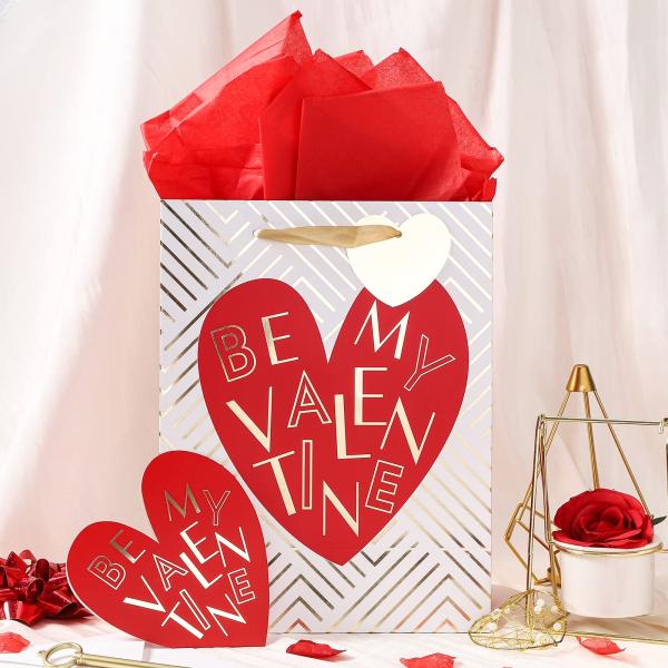 Día de San Valentín Bouquet Largo de la mano mango Rojo Bolsas de papel de compras del Festival de 2024