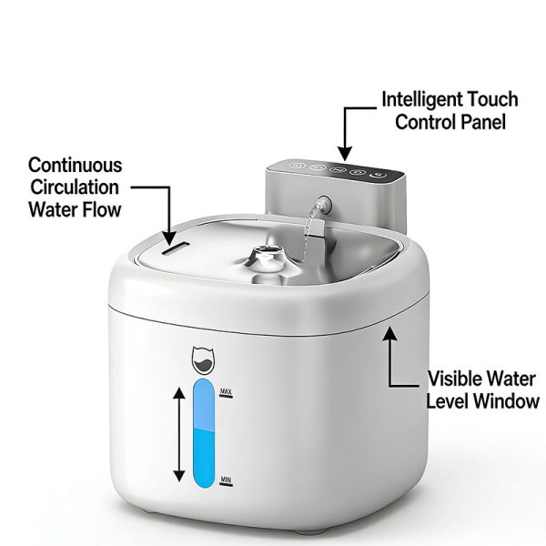 Pet Water Fountain Automatic Quiet Filtered BPA-Free Dispenser, Bulk Wholesale OEM For Multi Pet Use