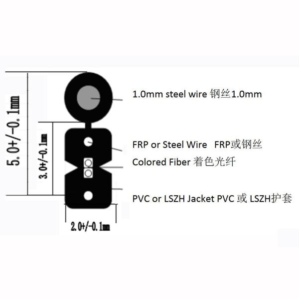 2 Core Ftth Outdoor Fiber Optic Cable Gjxch Lszh Fire Resistant Cable