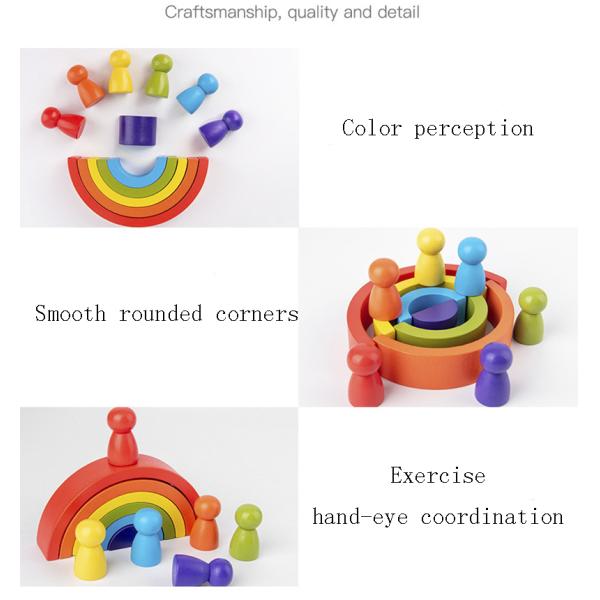 DIY собрало игрушки блоков 11.5cm деревянные блок Montessori установил штабелированный баланс
