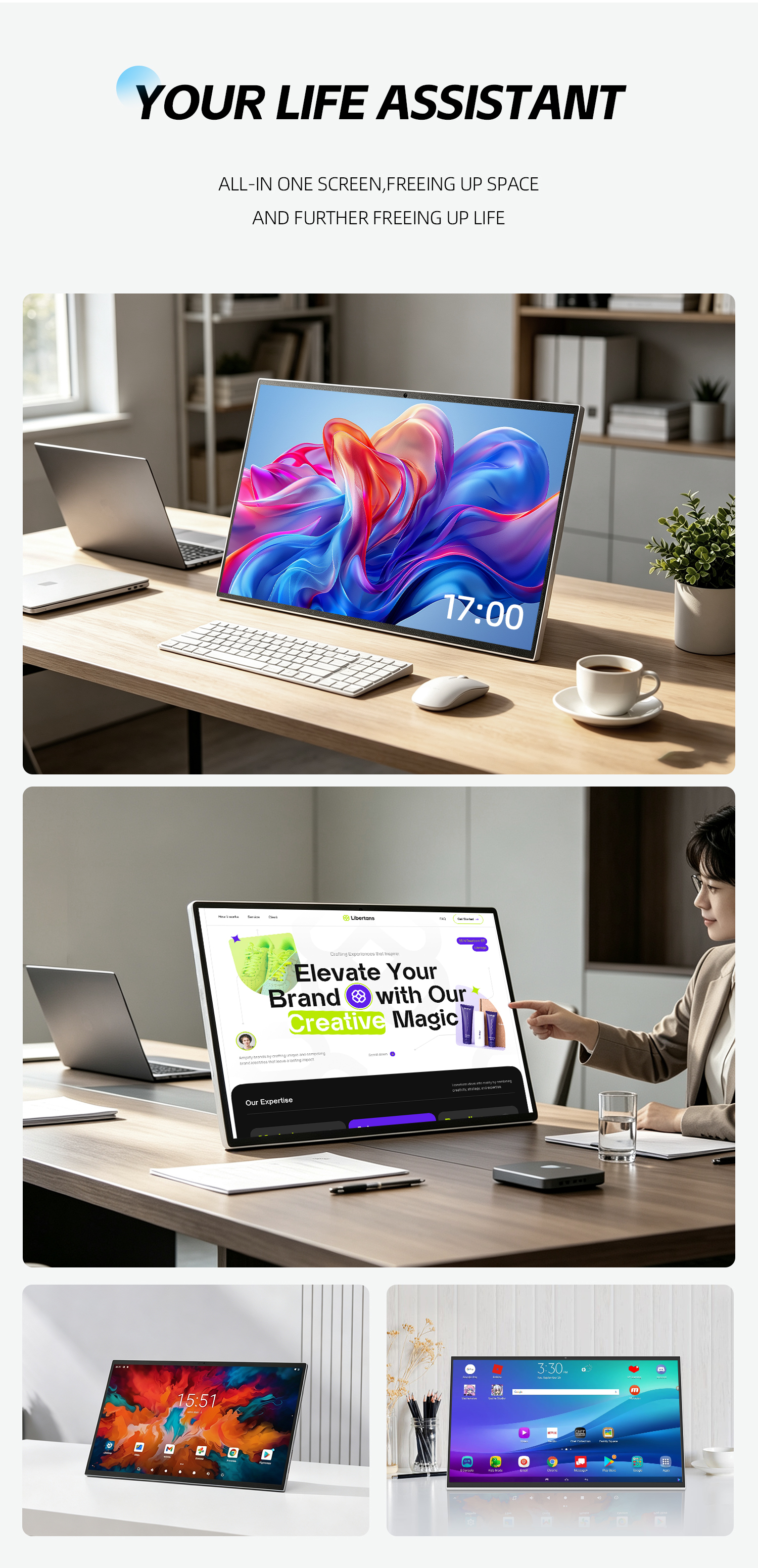 VETO Wholesale 27 Inches Detachable Digital Tv Tablet with Built-in 13MP Camera  Wireless Rolling Smart Tv