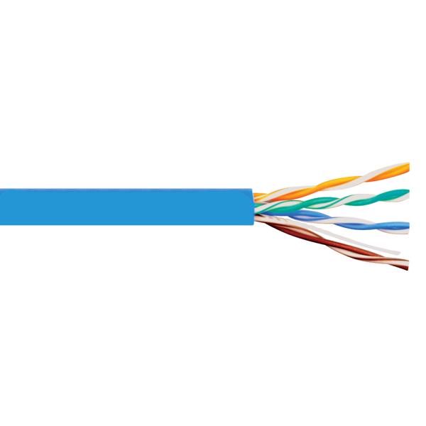 1000ft Cat5e UTP 0.5mm Solid Bare Copper RJ45 -RJ45 Plug Lan Cable Blue PVC