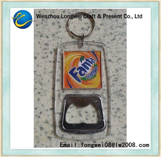 Консервооткрыватель бутылки мини прозрачного пива акриловый с кольцом для ключей металла