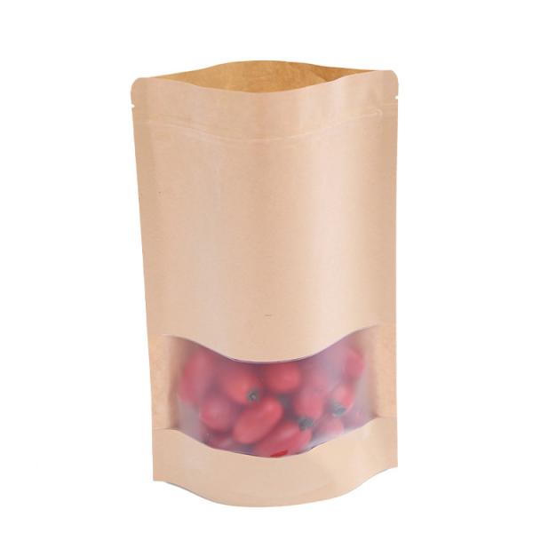 Standing dried fruit food fruit nut tea zipper window sealed bag kraft paper pouch packaging bag