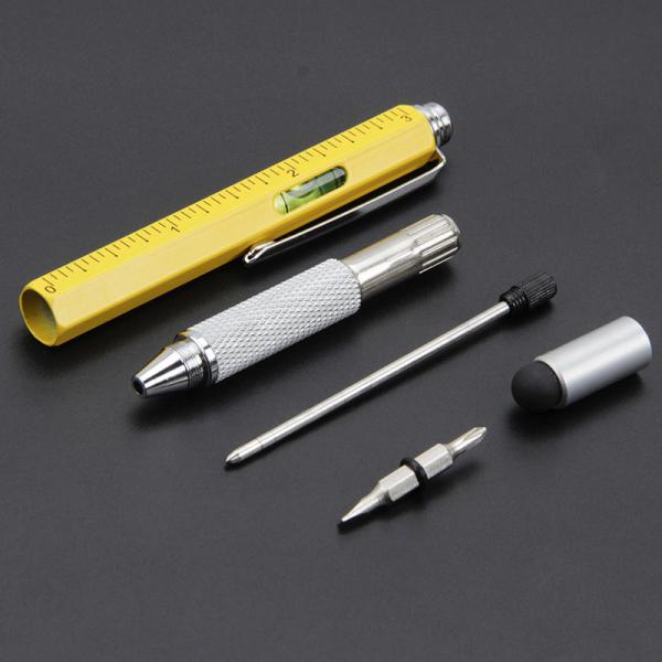 Multi-Functional Six In 1 Tool Pen Climbing Buckle  Screwdriver Stylus Pen Gradienter