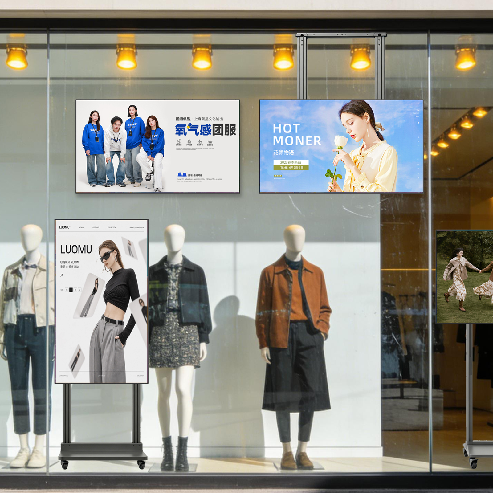 High Brightness 2500 Nits LCD 4K Digital Poster Window Advertising Screen