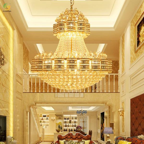 JYLIGHTING Villa Staircase Crystal Lamp Gold Living Room Lamp Atmosphere Creative Chandelier Restaurant Lobby Hotel Crystal Pendant Light