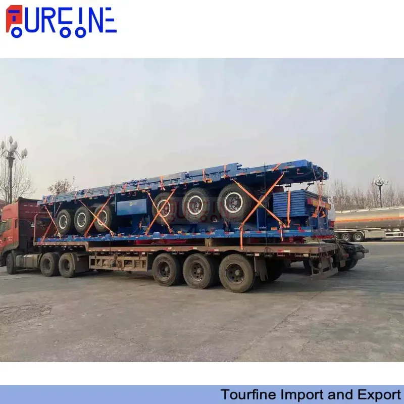 5 Axle 80 Ton Low Bed Semi Trailer With Reinforced Steel Frame For Heavy Equipment Transport