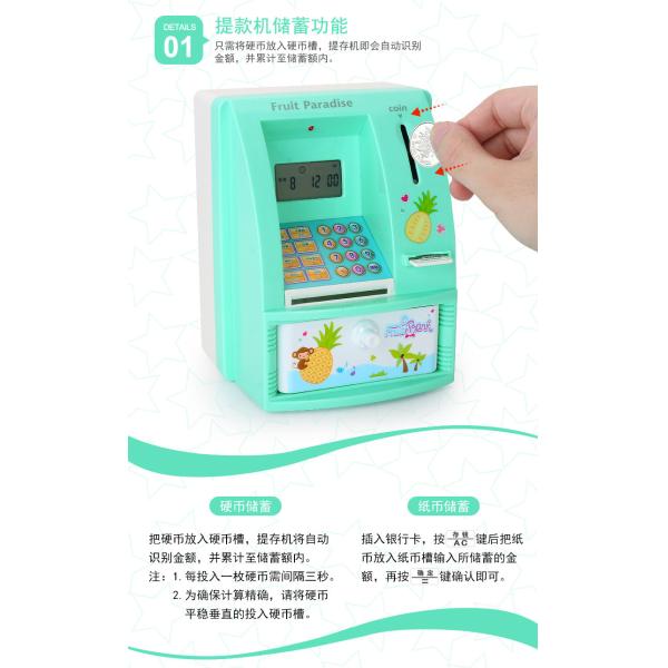 abs material pink or blue or many colors hot sale atm digital counting coins safe for kids