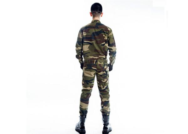 Cotton Blends Military Camouflage Uniforms , Button Placket Men's Jacket