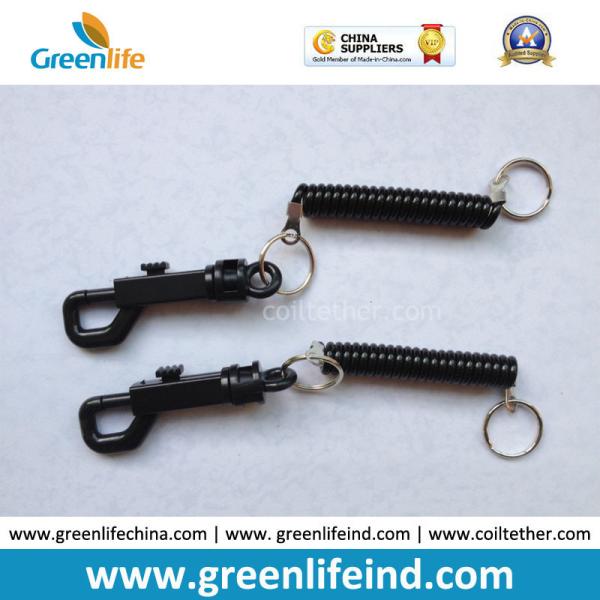Black Spiral Coiled Key Chain W/Colored Plastic Hook